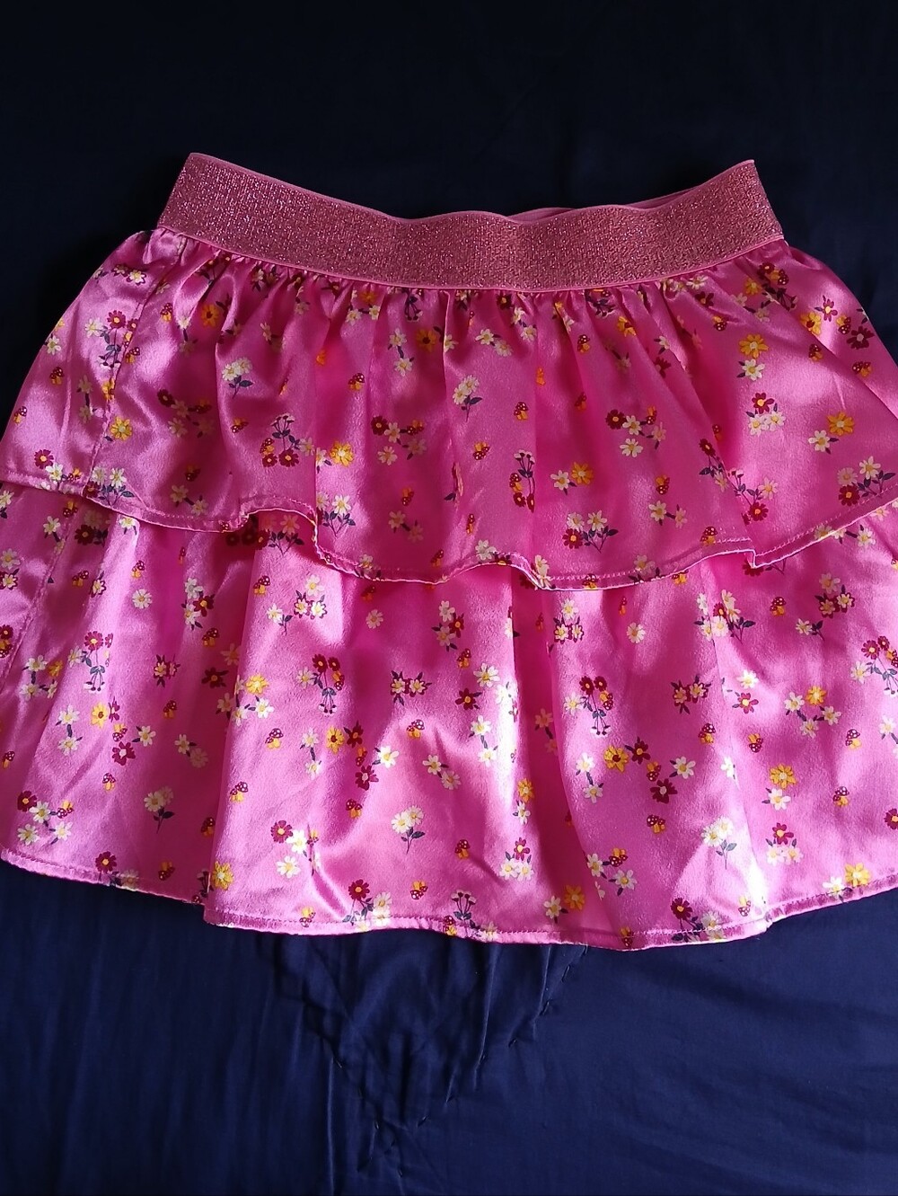 Garanimals Pink Floral Ruffled Skirt with Glitter Waistband (10-12)